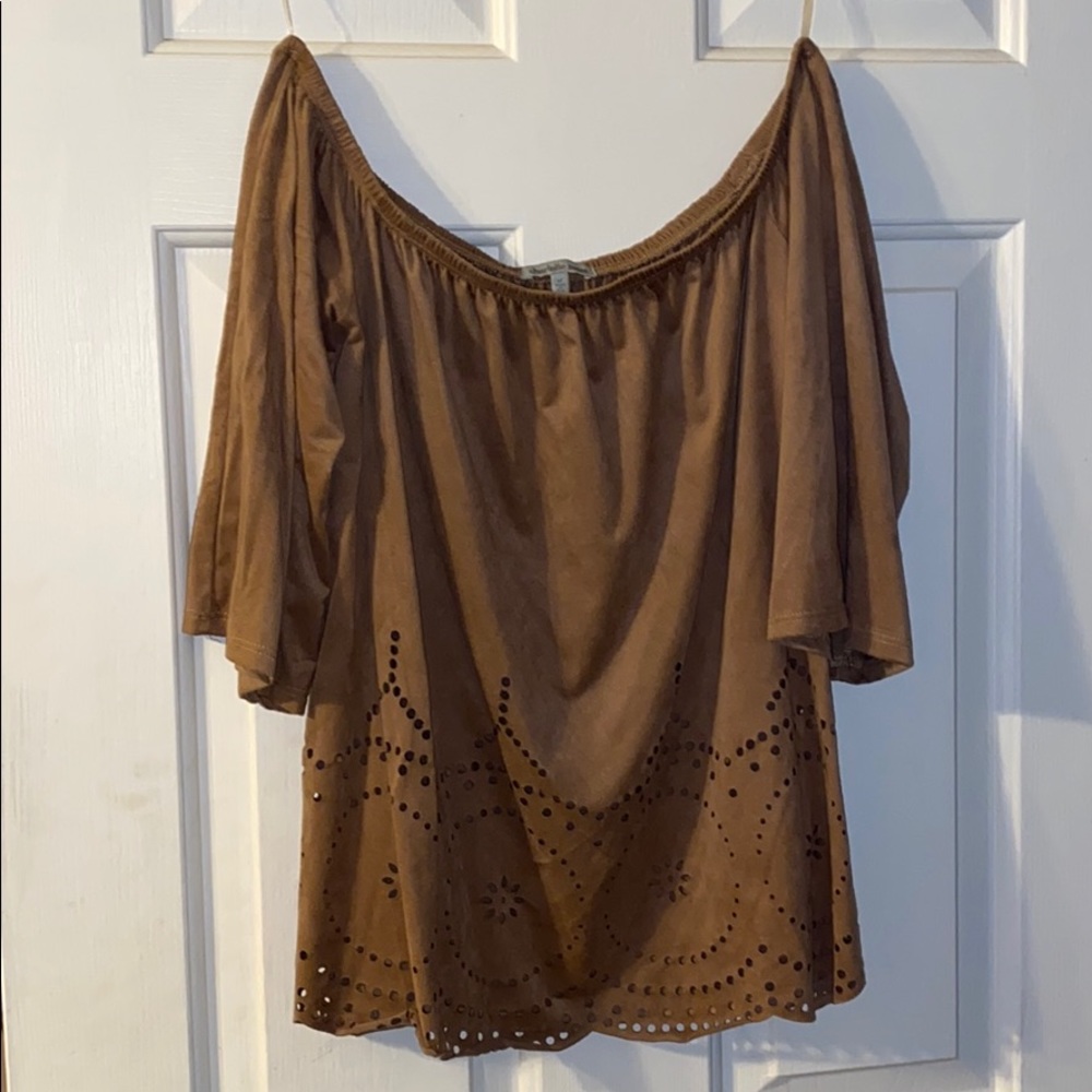 Off the should velvet blouse